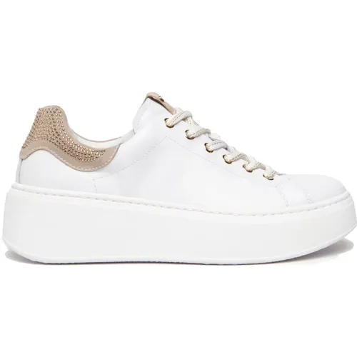 Weiße Sneakers Stilvolles Italienisches Design , Damen, Größe: 35 EU - Nerogiardini - Modalova