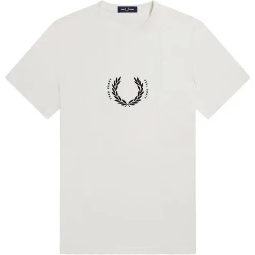 Circle Branding T-Shirt mit Lorbeerkranz-Stickerei , Herren, Größe: 2XL - Fred Perry - Modalova