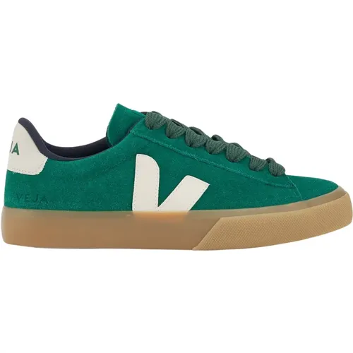 Grüne Sneakers mit Weißen Details , Damen, Größe: 36 EU - Veja - Modalova