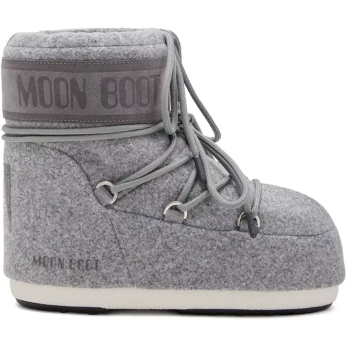 Graue Winterstiefel mit Logo-Print , Damen, Größe: 36 EU - moon boot - Modalova