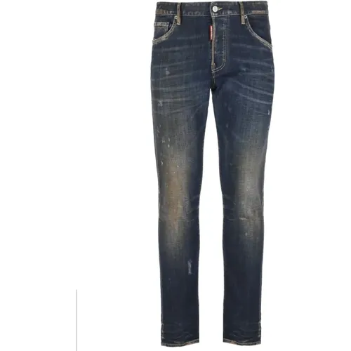 Blaue Baumwolljeans mit Logopatch , Herren, Größe: L - Dsquared2 - Modalova