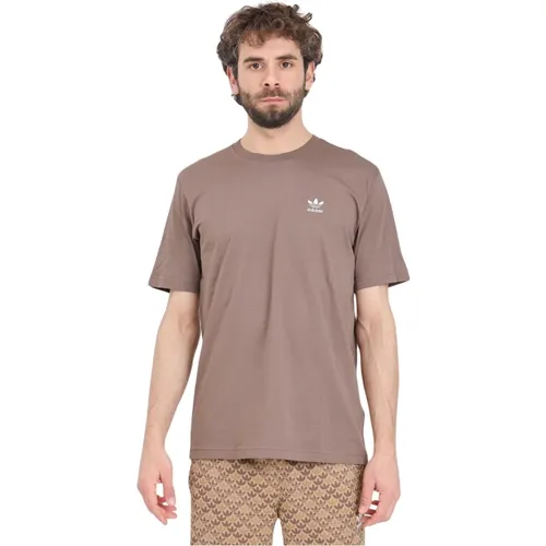 Braunes Trefoil Essentials T-Shirt , Herren, Größe: XS - adidas Originals - Modalova