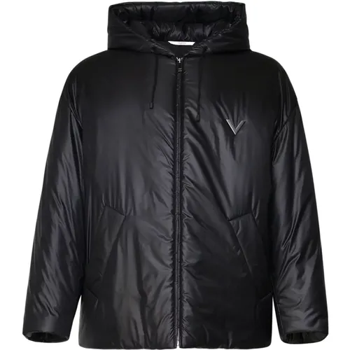 Padded Coat with V Detail , male, Sizes: M, L - Valentino Garavani - Modalova