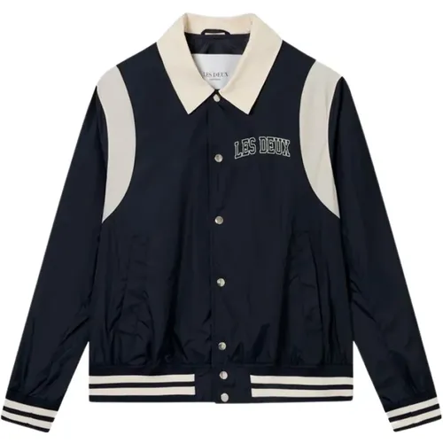 Dark Navy Ivory Varsity Jacket , male, Sizes: L, XL - Les Deux - Modalova