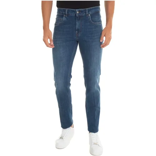 Slim Fit Stone Washed Denim Jeans , male, Sizes: W38 - Fay - Modalova