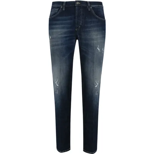 Blaue Denim 5-Pocket Low-Rise Hose , Herren, Größe: W32 - Dondup - Modalova