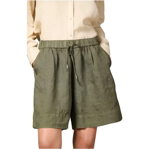 Grüne Leinen Chino Bermuda Shorts , Damen, Größe: 2XS - Mason's - Modalova
