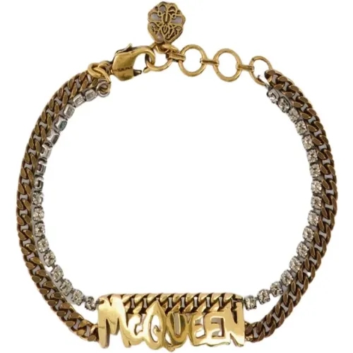 Graffiti Chunky Bracelet - Antic Gold - Metal , female, Sizes: ONE SIZE - alexander mcqueen - Modalova