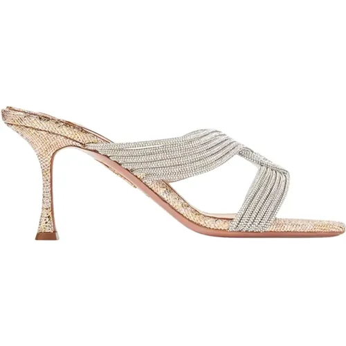 Metallic Mules with Gasmid Detailing , female, Sizes: 4 UK, 6 UK, 8 UK, 3 UK, 4 1/2 UK, 5 1/2 UK, 3 1/2 UK, 7 UK - Aquazzura - Modalova