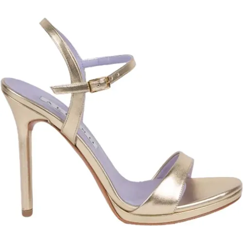 Platinum Metallic Sandals with Buckle Detail , female, Sizes: 8 UK, 3 UK, 7 UK, 6 UK, 4 UK, 5 UK - Albano - Modalova
