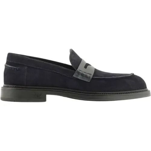 Wildleder Mokassin Gummisohle Flache Schuhe - Emporio Armani - Modalova