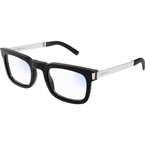 Schwarze/Blau Sonnenbrille mit Beyond Grey Gläsern , unisex, Größe: 51 MM - Saint Laurent - Modalova