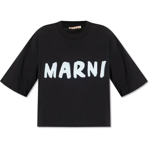 T-shirt with printed logo , female, Sizes: 3XS, 2XS - Marni - Modalova