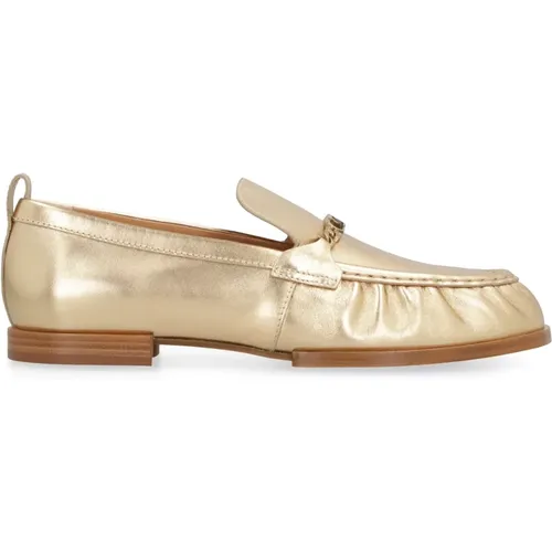 Metallic Leather Loafers with Gathered Detail , female, Sizes: 7 UK, 3 UK, 4 UK - TOD'S - Modalova