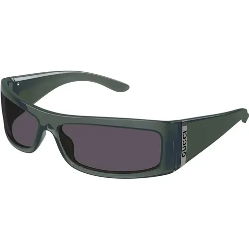 Grün/Graue Sonnenbrille , Herren, Größe: 64 MM - Gucci - Modalova