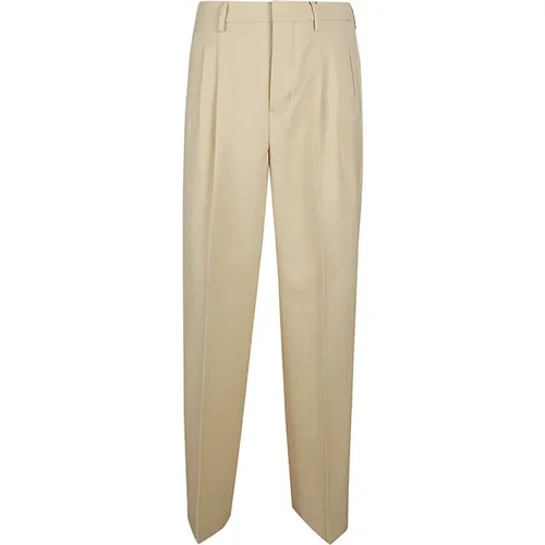 Cream Wool Trousers with Zip Opening , male, Sizes: W40 - Ami Paris - Modalova