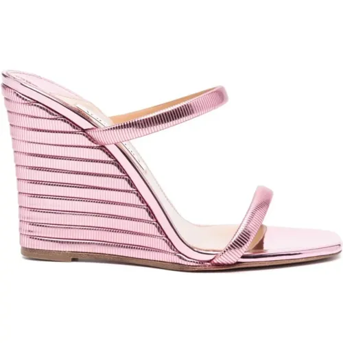 Metallic Wedge Sandals , female, Sizes: 3 UK, 4 1/2 UK - Aquazzura - Modalova