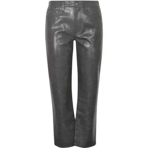 Grey Leather Jeans Straight Leg , female, Sizes: W24, W28, W26, W27, W30, W25, W29 - Agolde - Modalova