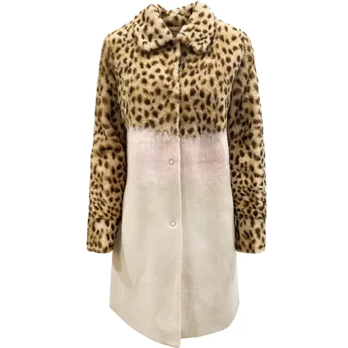 Leopard Sleeve Shearling Coat , female, Sizes: S - Drome - Modalova
