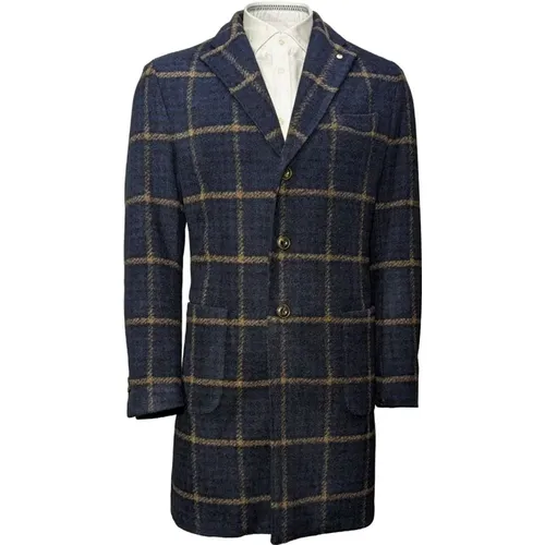 Navy Checkered Coat: Elegant and Warm , male, Sizes: 2XL, XL, M, L - L.b.m. 1911 - Modalova