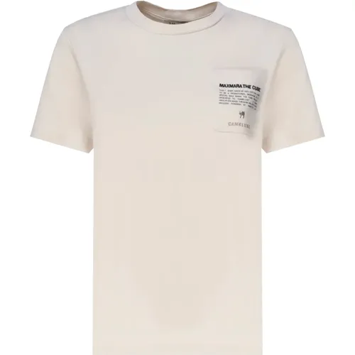 Weißes Jersey-T-Shirt mit Cameluxe-Tasche , Damen, Größe: L - Max Mara - Modalova