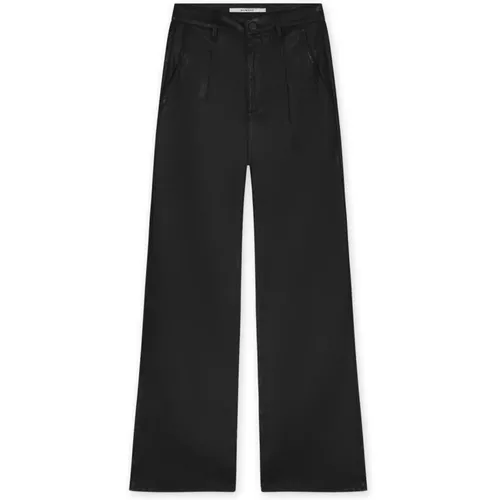 Schwarze Flowy Coated Plissierte Jeans , Damen, Größe: W28 - Homage - Modalova