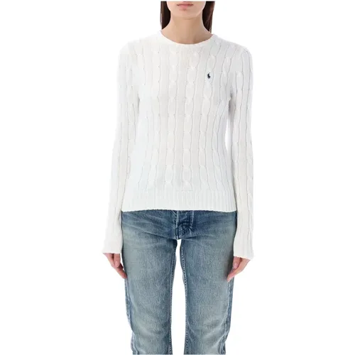 Weißer Cable-Knit Rundhalspullover , Damen, Größe: XL - Ralph Lauren - Modalova