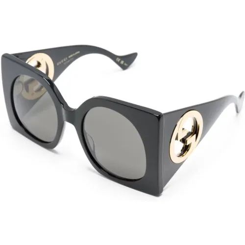 Schwarze Sonnenbrille mit Originalzubehör , Damen, Größe: 55 MM - Gucci - Modalova