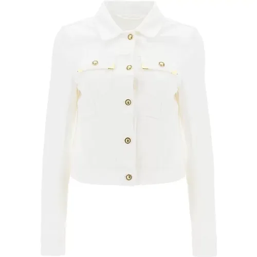 Short Denim Jacket with Gold-Tone Metal Edges , female, Sizes: S - Palm Angels - Modalova