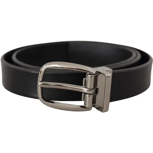 Leather Metal Logo Belt , male, Sizes: 80 CM - Dolce & Gabbana - Modalova