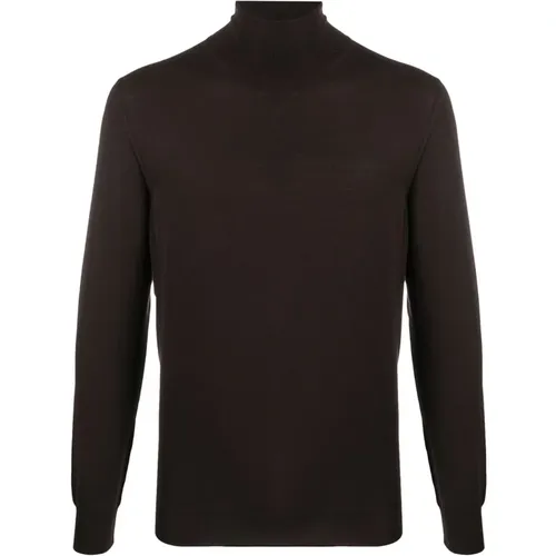 Braune Sweaters mit Dolcevita Rasato , Herren, Größe: L - Drumohr - Modalova
