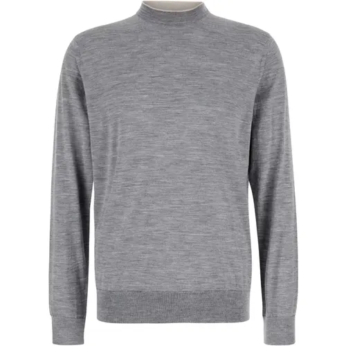 Merino Seiden Pullover Grau , Herren, Größe: 2XL - Eleventy - Modalova