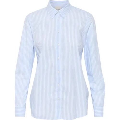 Blue Stripe Cotton Shirt , female, Sizes: 2XL - Part Two - Modalova