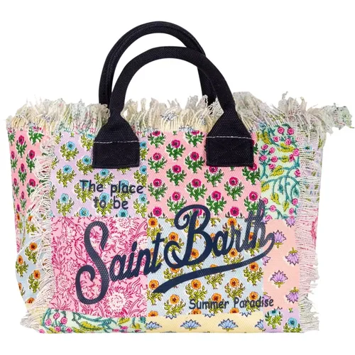 Canvas Beach Bag with Fringes , female, Sizes: ONE SIZE - MC2 Saint Barth - Modalova