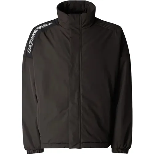 Oversize Bomber Jacket with White Logo Lettering , male, Sizes: L, XL, M - Emporio Armani EA7 - Modalova