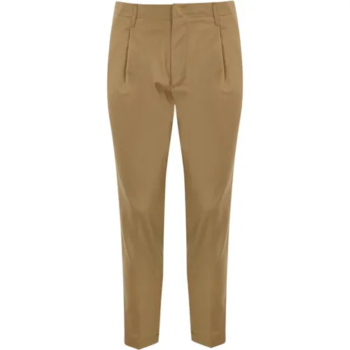 Kamelwolle Flanell Cropped Hose , Herren, Größe: W35 - Dondup - Modalova