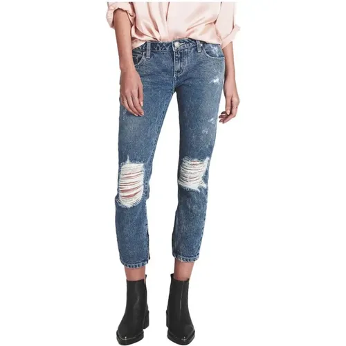 Blaue gewaschene Regular-Fit-Jeans , Damen, Größe: W25 - One Teaspoon - Modalova