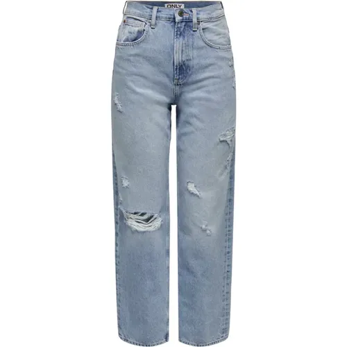 Denim High Waist Straight Leg Jeans , Damen, Größe: W27 - Only - Modalova