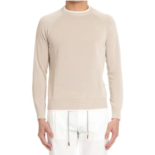 Sand Cotton Crewneck Sweater , male, Sizes: L - Eleventy - Modalova