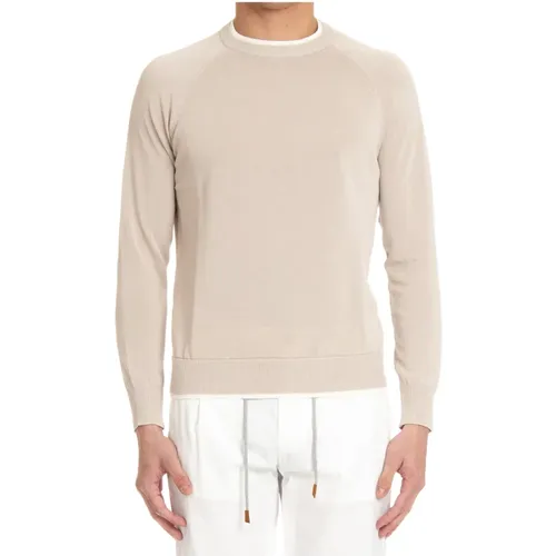 Sand Cotton Crewneck Sweater , male, Sizes: XL, M, L - Eleventy - Modalova