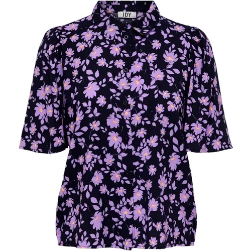 Blumiges Knopf-Front Shirt Lila , Damen, Größe: M - JACQUELINE de YONG - Modalova