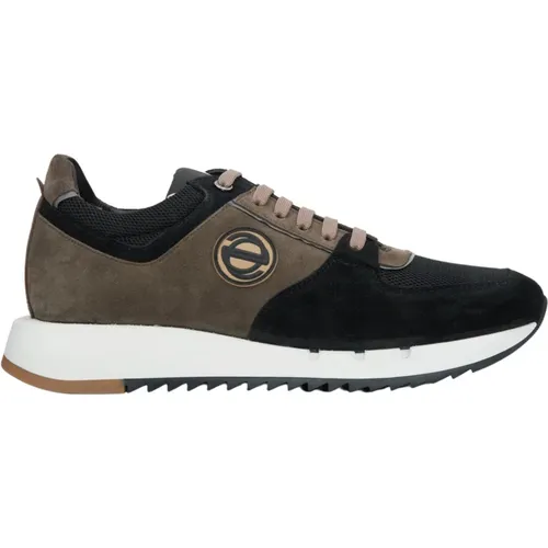 Herren Schwarz & Braun Velours Sneakers mit Elastischer Sohle Er00114572 , Herren, Größe: 44 EU - Estro - Modalova