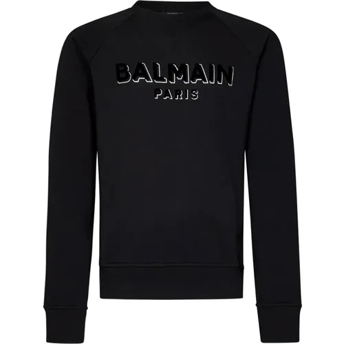 Schwarzer Rundhalspullover Aw24 - Balmain - Modalova