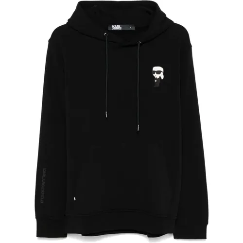 Hooded Sweater Logo Patch Fleece , male, Sizes: L, XL, S - Karl Lagerfeld - Modalova