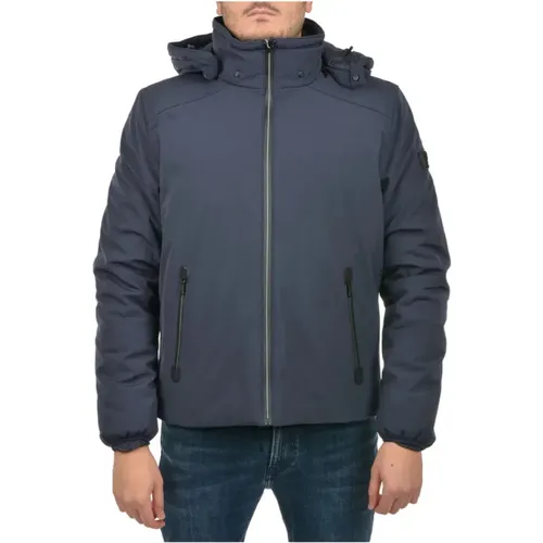 Kurze Nylon Steppjacke mit Abnehmbarer Kapuze , Herren, Größe: XL - YES ZEE - Modalova