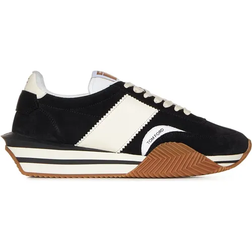 Schwarze Sneakers mit Elfenbeindetails , Herren, Größe: 40 1/2 EU - Tom Ford - Modalova