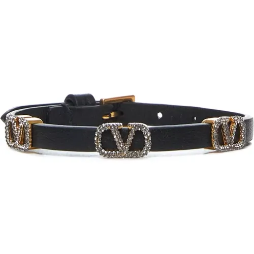 Leather Bracelet with VLogo Signature , female, Sizes: ONE SIZE - Valentino Garavani - Modalova