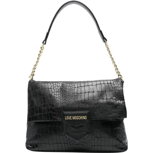 Elegant Croco Shoulder Bag , female, Sizes: ONE SIZE - Love Moschino - Modalova