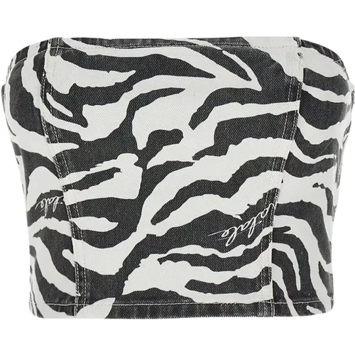 Zebra Muster Bandeau Top Schwarz , Damen, Größe: S - ROTATE Birger Christensen - Modalova