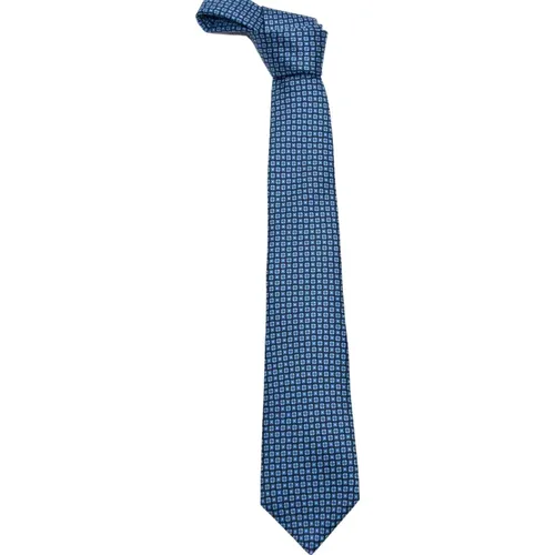 Blaue geometrische Krawatte, Hergestellt in Italien , Herren, Größe: ONE Size - Kiton - Modalova
